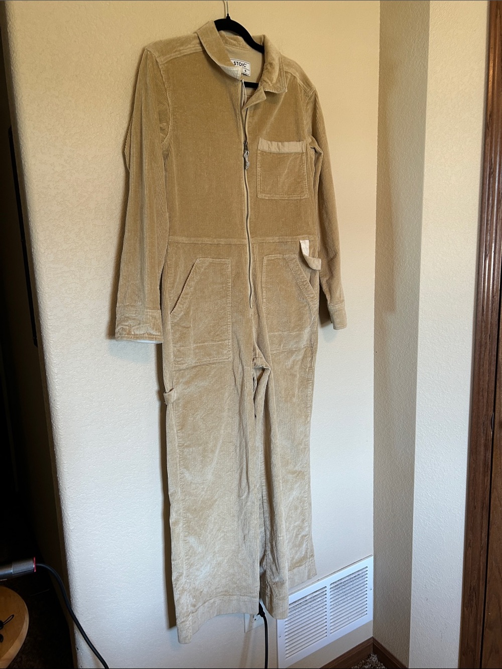 Stoic Wide Leg Corduroy Jumpsuit Coveralls Tan Beige Small - Picture 8 of 15